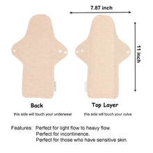 Load image into Gallery viewer, LUCKYPADS Organic Cotton Day Cloth Menstrual Pads Size Guide in Natural Oat – 11 Inch