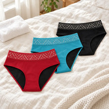 Load image into Gallery viewer, Mid Rise Lace Period Brief | ≈4 Regular Tampons | OEKO-TEX Certified | Free Wet Bag & Laundry Bag
