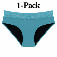 Load image into Gallery viewer, Mid Rise Lace Period Brief | ≈4 Regular Tampons | OEKO-TEX Certified | Free Wet Bag & Laundry Bag