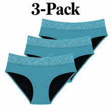 Load image into Gallery viewer, Mid Rise Lace Period Brief | ≈4 Regular Tampons | OEKO-TEX Certified | Free Wet Bag & Laundry Bag