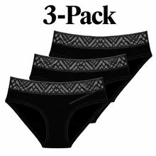 Load image into Gallery viewer, Mid Rise Lace Period Brief | ≈4 Regular Tampons | OEKO-TEX Certified | Free Wet Bag & Laundry Bag
