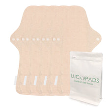 Load image into Gallery viewer, 5-piece LUCKYPADS Organic Cotton Extra Overnight Cloth Menstrual Pads in Natural Oat – 13.38 Inch
