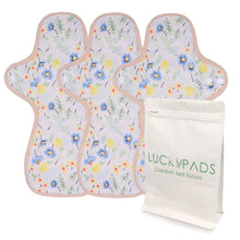 Load image into Gallery viewer, 3-piece LUCKYPADS Organic Cotton Overnight Cloth Menstrual Pads in Yellow Floral – 11.81 Inch