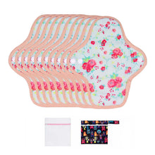 Load image into Gallery viewer, 9-piece LUCKYPADS Organic Cotton Reusable Panty Liners in Red Floral – 7.87 Inch