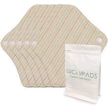 Load image into Gallery viewer, 5-piece LUCKYPADS Organic Cotton Reusable Panty Liners Without Waterproof Layer in Pastel Stripe – 7 Inch
