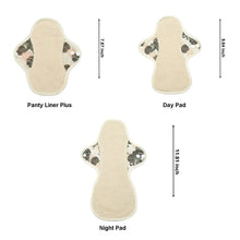 Load image into Gallery viewer, LUCKYPADS Organic Cotton Pocket Style Cloth Menstrual Pads Size Guide