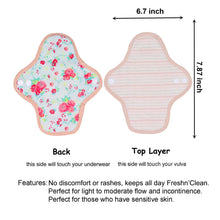 Load image into Gallery viewer, LUCKYPADS Organic Cotton Reusable Period Mini Pads Size Guide in Red Floral – 7.87 Inch