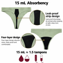 Load image into Gallery viewer, Mid Rise Seamless Period Thong | ≈2 Regular Tampons | OEKO-TEX Certified | Free Wet Bag & Laundry Bag
