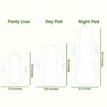 Load image into Gallery viewer, sizing chart of luckypads bamboo sanitary pads