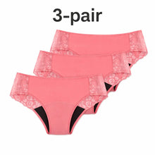Load image into Gallery viewer, 3-pair luckypads best lace period underwear, Pink