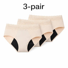 Load image into Gallery viewer, 3-pair luckypads lace period underwear,Beige