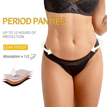 Load image into Gallery viewer, details of luckypads period thong underwear, Black