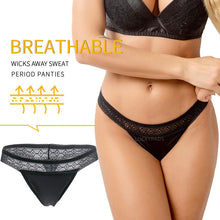 Load image into Gallery viewer, Front View of luckypads period thong underwear, Black