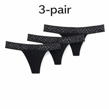 Load image into Gallery viewer, 3-pairluckypads period underwear thong, Black