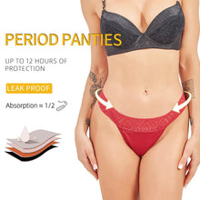 Load image into Gallery viewer, Front View of luckypads period underwear thong, Red