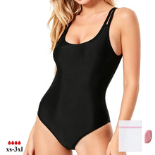 Load image into Gallery viewer, Front View of luckypads swim suit period, Black