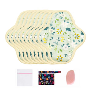9-piece 7.87" Organic Cotton Cloth Menstrual Pads(FREE Laundry Bag+Wet Bag+Stain-Removal Soap)