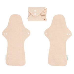 LUCKYPADS Organic Cotton Extra Overnight Cloth Menstrual Pads Details in Natural Oat – 13.38 Inch