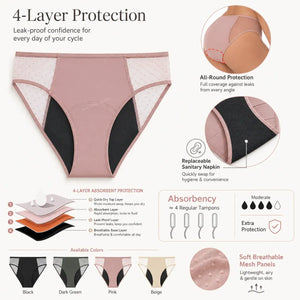 Lace Period Brief | ≈4 Regular Tampons | OEKO-TEX Certified | Free Wet Bag & Laundry Bag