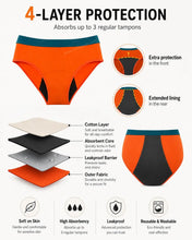 Load image into Gallery viewer, Mid Rise Period Brief | ≈3 Regular Tampons | OEKO-TEX Certified | Free Wet Bag &amp; Laundry Bag

