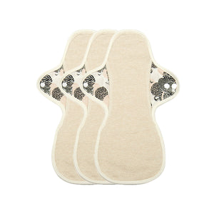 3-piece Luckypads organic cotton cloth menstrual pads, Night Pads