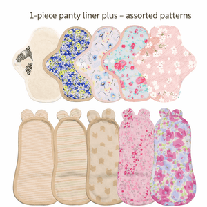 1-piece Luckypads organic cotton cloth menstrual pads, Panty Liner Plus with assorted patterns