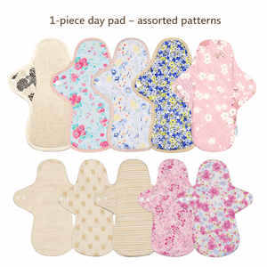 1-piece Luckypads organic cotton cloth menstrual pads, Day Pads with assorted patterns