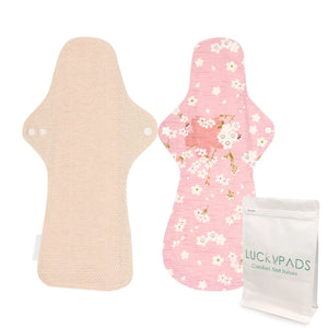 1-piece Luckypads organic cotton cloth menstrual pads, Super Night Pad Plus with assorted patterns