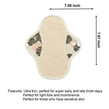 Load image into Gallery viewer, Top layer of Luckypads organic cotton cloth pads, Panty Liners with dimensions labeled
