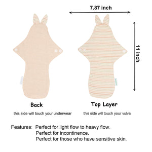 5-Piece 11" Organic Cotton Cloth Pads(4 Patterns Optional)