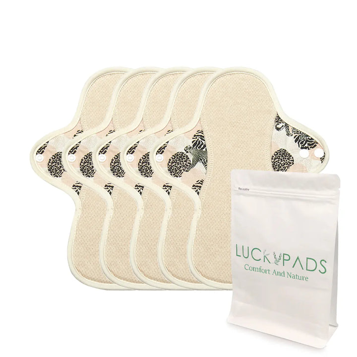 5-piece LUCKYPADS Organic Cotton Pocket Style Day Cloth Menstrual Pads – 9.84 Inch