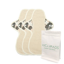 Load image into Gallery viewer, 3-piece LUCKYPADS Organic Cotton Pocket Style Overnight Cloth Menstrual Pads – 11.81 Inch
