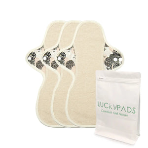 3-piece LUCKYPADS Organic Cotton Pocket Style Overnight Cloth Menstrual Pads – 11.81 Inch