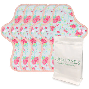 5-piece 9.8" Organic Cotton Reusable Menstrual Pads(8 Patterns Optional)