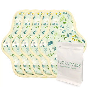 5-piece 9.8" Organic Cotton Reusable Menstrual Pads(6 Patterns Optional)