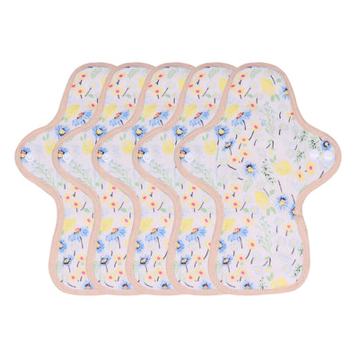 5-piece 9.8" Organic Cotton Reusable Menstrual Pads(8 Patterns Optional)