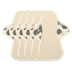 5-piece Luckypads organic cotton reusable menstrual pads, Day Pads
