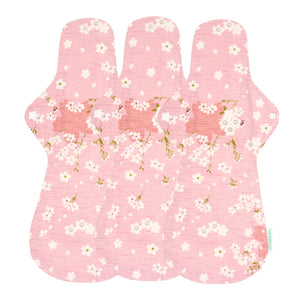 3-piece Luckypads organic cotton reusable menstrual pads, Super Night Pads Plus
