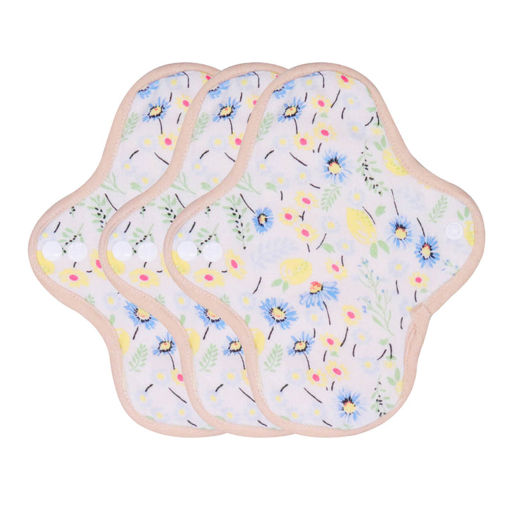 3-piece Luckypads organic cotton reusable menstrual pads, Panty Liners Plus