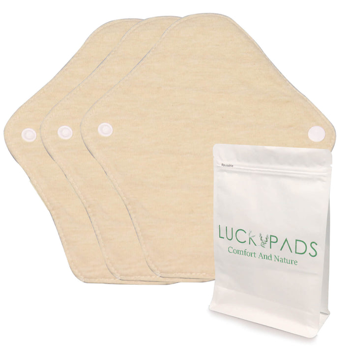 3-piece Luckypads organic cotton reusable menstrual pads, Panty Liners