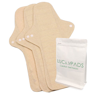 3-piece Luckypads organic cotton reusable menstrual pads, Overnight Pads