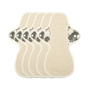 5-piece Luckypads organic cotton reusable pads, Night Pads