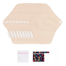 Load image into Gallery viewer, 9-piece LUCKYPADS Organic Cotton Reusable Panty Liners in Natural Oat – 7 Inch
