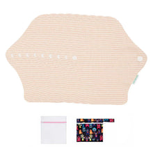 Load image into Gallery viewer, 9-piece LUCKYPADS Organic Cotton Reusable Panty Liners in White Stripe – 7 Inch
