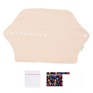 9-piece LUCKYPADS Organic Cotton Reusable Panty Liners in White Stripe – 7 Inch