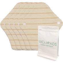 Load image into Gallery viewer, 5-piece LUCKYPADS Organic Cotton Reusable Panty Liners Without Waterproof Layer in Brown Stripe – 7 Inch
