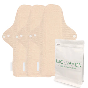 3-piece LUCKYPADS Organic Cotton Reusable Period Day Pads in Natural Oat – 11 Inch