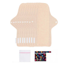 Load image into Gallery viewer, 9-piece LUCKYPADS Organic Cotton Reusable Period Day Pads in Natural Oat – 11 Inch
