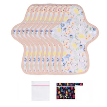 Load image into Gallery viewer, 9-piece LUCKYPADS Organic Cotton Reusable Period Day Pads in Yellow Floral
