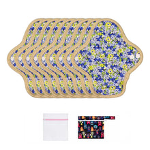 Load image into Gallery viewer, 9-piece LUCKYPADS Organic Cotton Reusable Period Mini Pads in Blue Floral – 7.87 Inch
